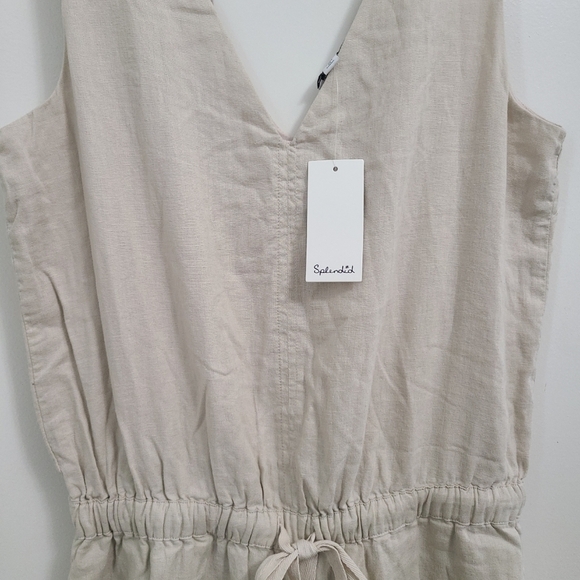 NEW SPLENDID Kianna Wide Leg Jumpsuit Beige Linen/Viscose Blend Sz XL NWT $118 - Picture 2 of 11